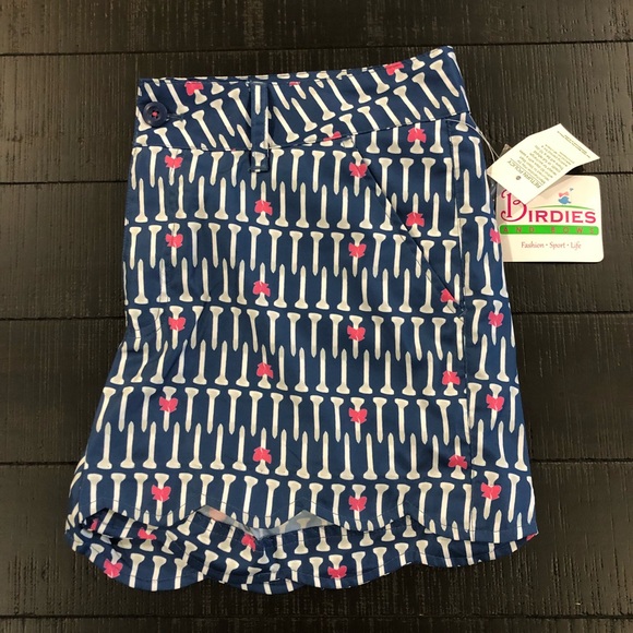 Birdies and Bows Pants - Blue & White Scalloped Golf Shorts